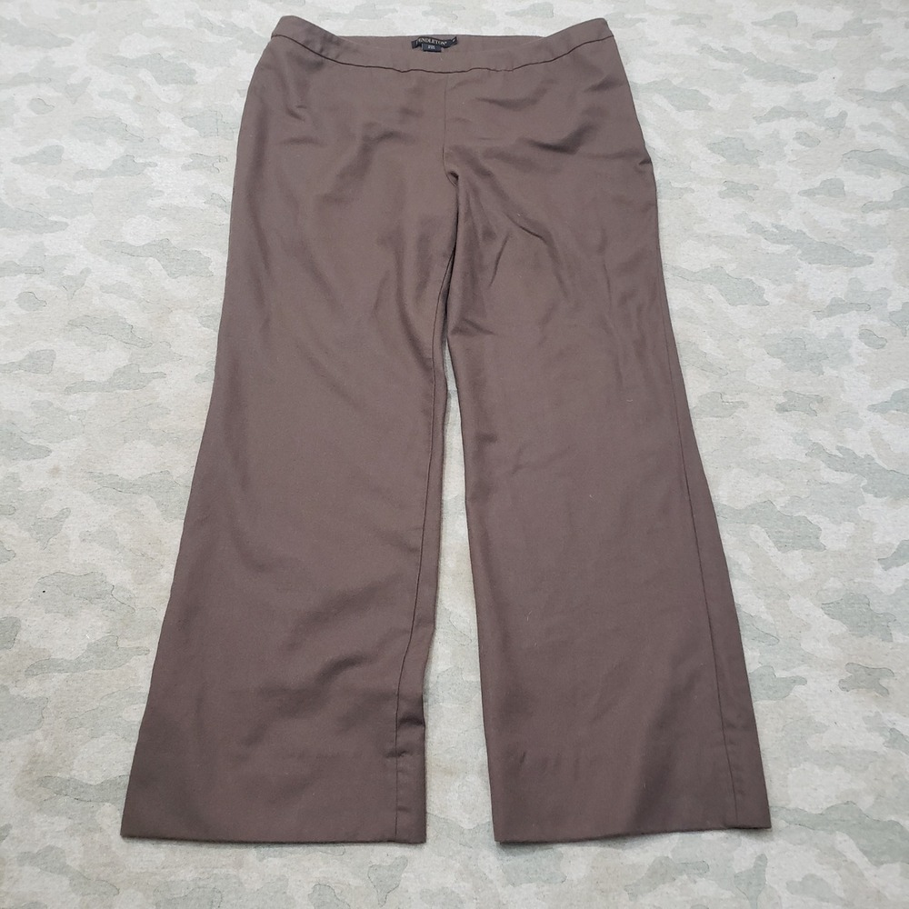 Pendleton Pants Womens 16 Brown Virgin Wool Wide Leg Trousers Made in USA